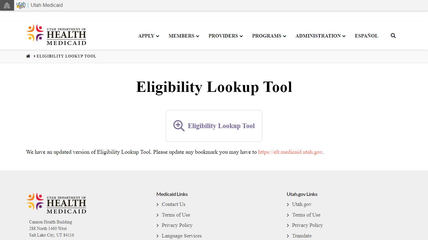 Eligibility Lookup Tool - Utah Department of Health Medicaid